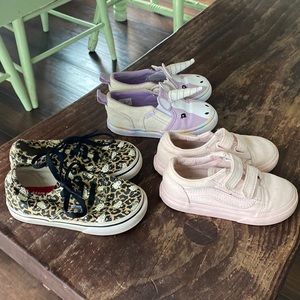 3 pairs of girls “Toddler size 8” Vans shoes.